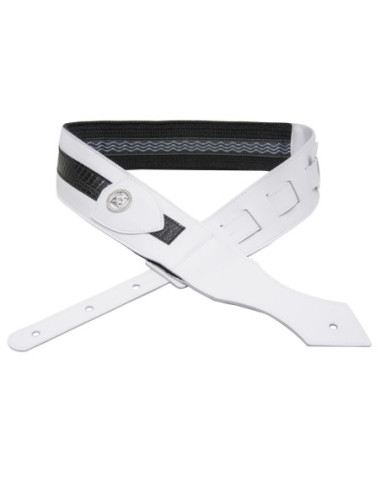 Correa Guitarra o Bajo BG Premium Duo Cuero Blanco y Negro Cocodrilo GLD180X