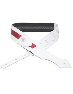 Correa Guitarra o Bajo BG Premium Duo Cuero Blanco y Rojo GLD189